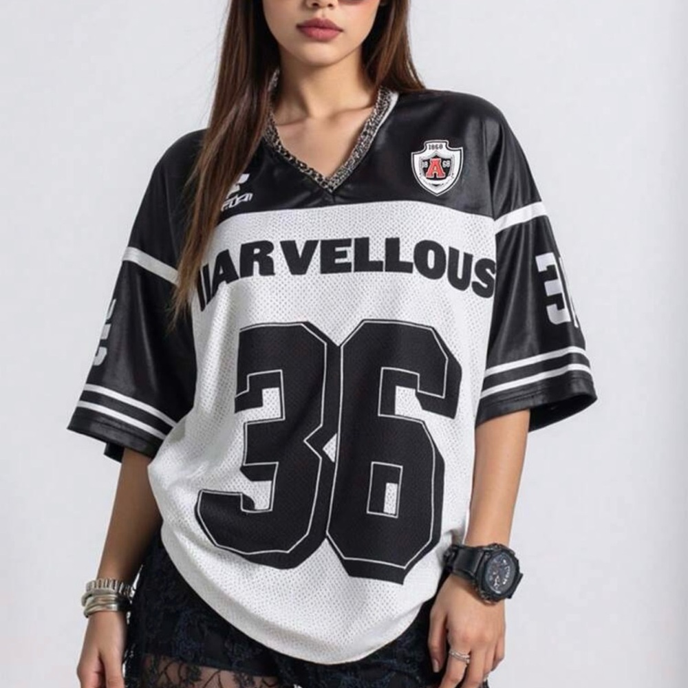 Marvel Black and White Oversized Jersey Top